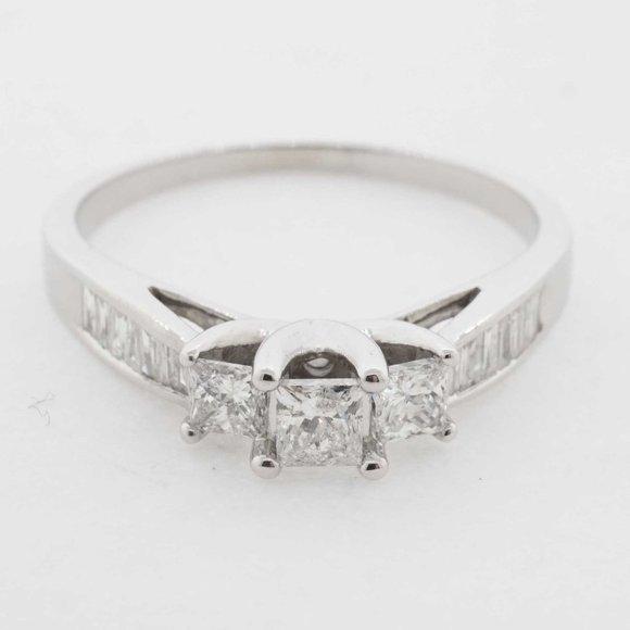 10K Estate Sale Diamond Engagement Ring 1.00 TCW White Gold Size 11.25 Women